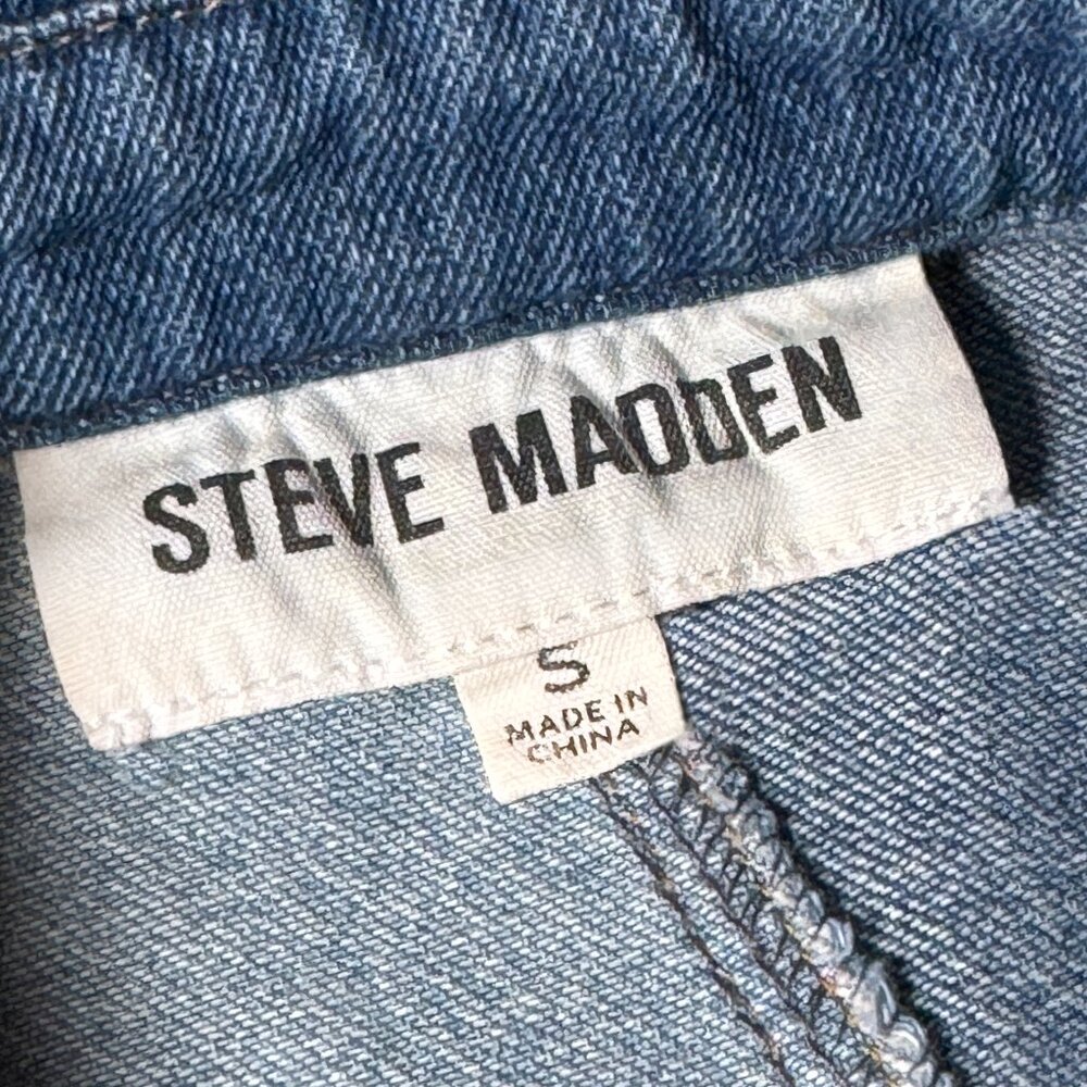 STEVE MADDEN DISTRESSED DENIM SHACKET BOHO COWGIRL SMALL - Picture 6 of 8
